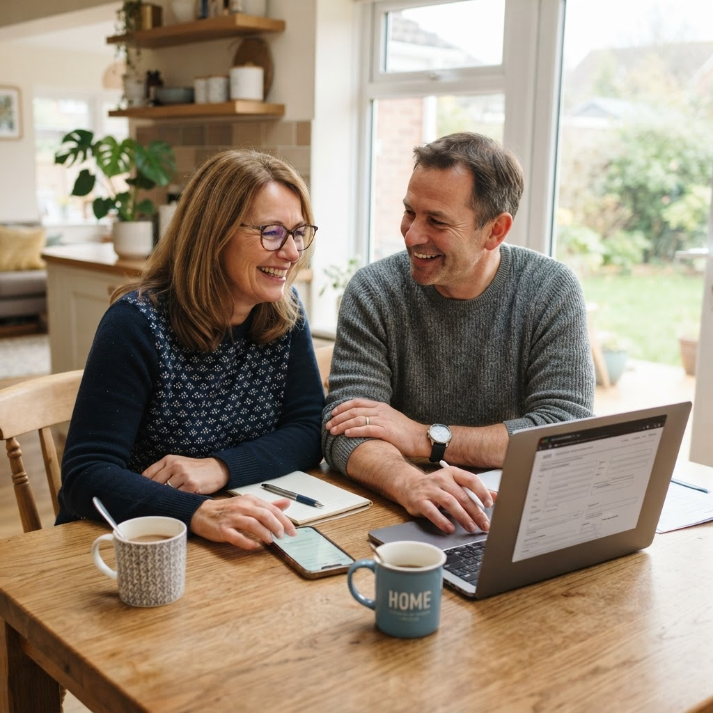 Couple filling out the home selling form